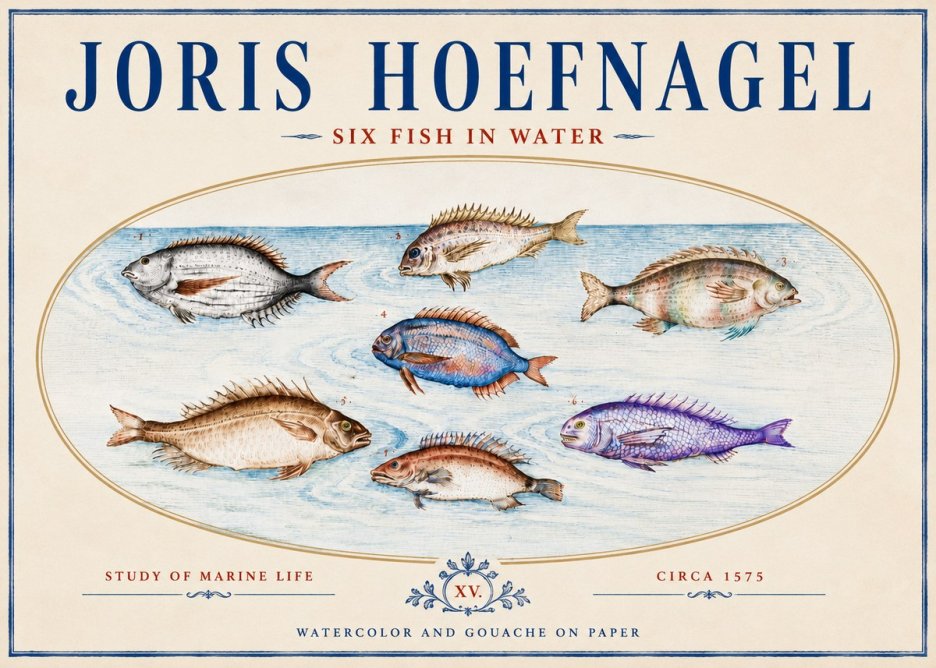 Joris Hoefnagel Six Fish in Water No4 - Juliste