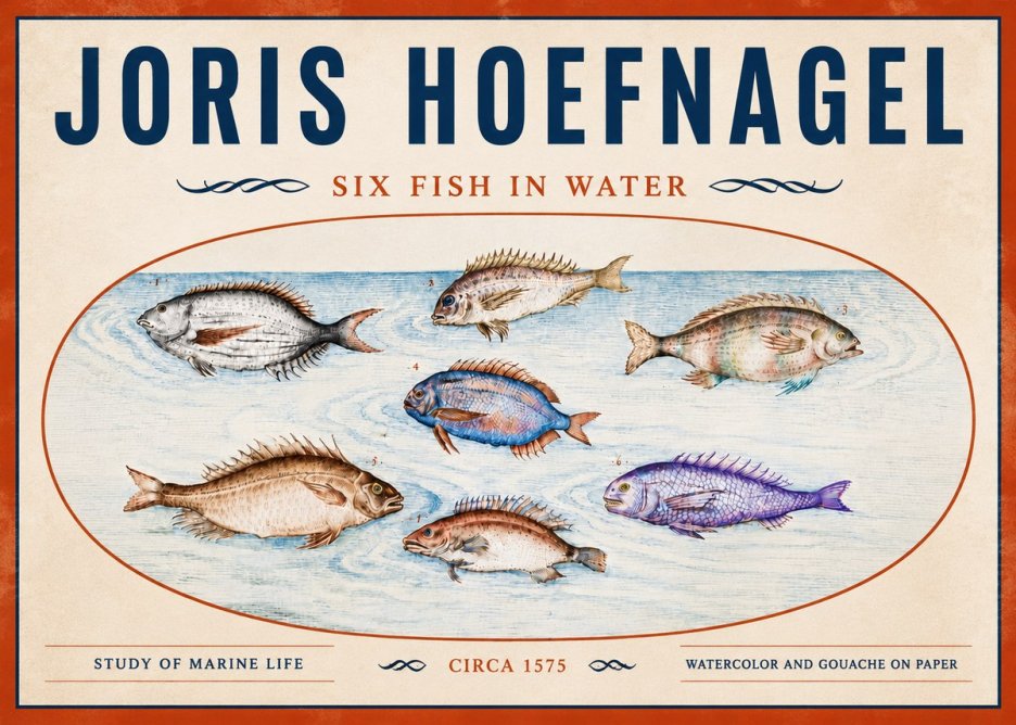 Joris Hoefnagel Six Fish in Water No5 - Juliste