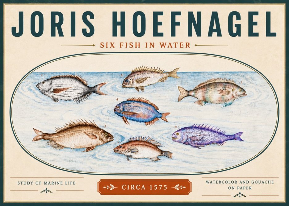 Joris Hoefnagel Six Fish in Water No6 - Juliste