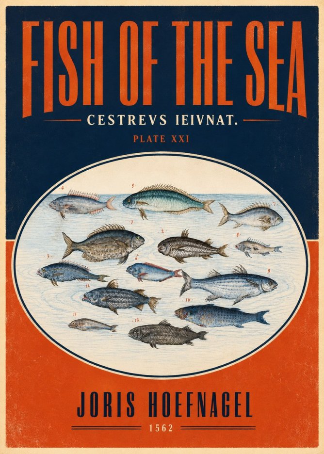 Joris Hoefnagel Fish of the Sea - Cestrevs Ieivnat. Plate Xxi No4 - Juliste