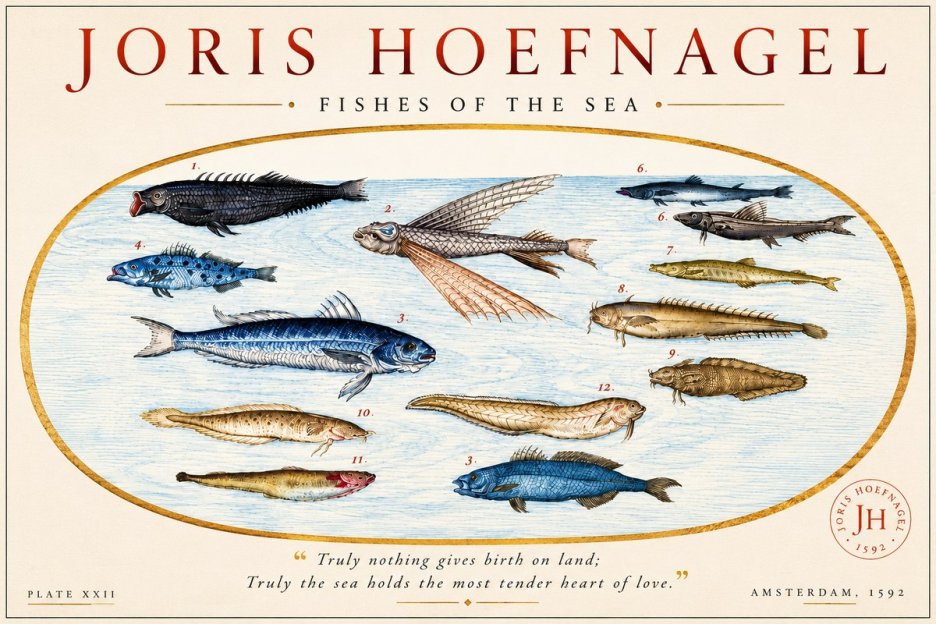 Joris Hoefnagel Fishes of the Sea I No6 - Juliste
