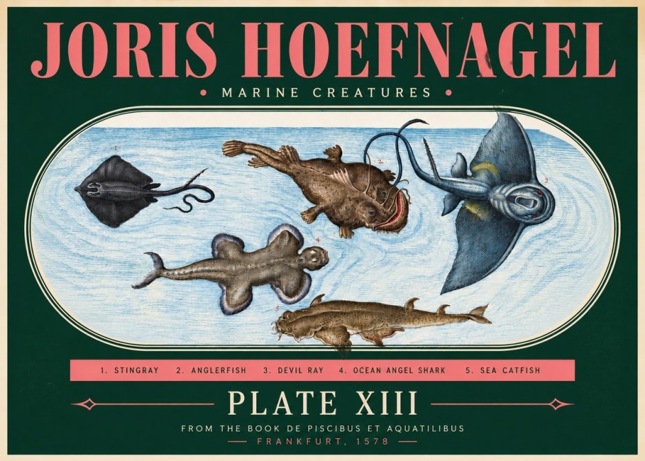 Joris Hoefnagel Marine Creatures Plate Xiii No3 - Juliste