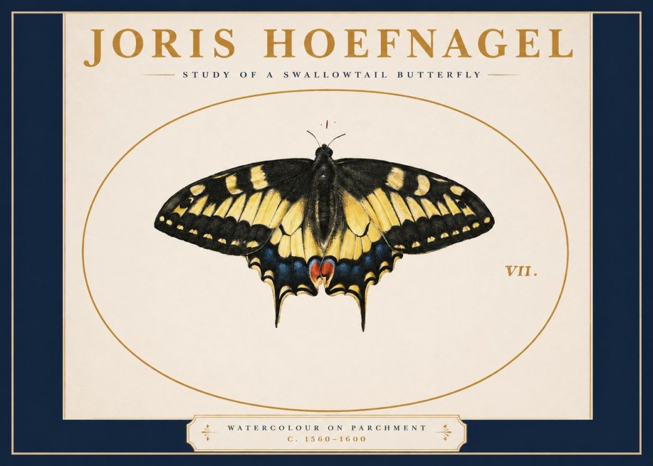 Joris Hoefnagel Study of a Swallowtail Butterfly No2 - Juliste
