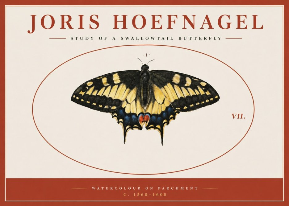 Joris Hoefnagel Study of a Swallowtail Butterfly No3 - Juliste