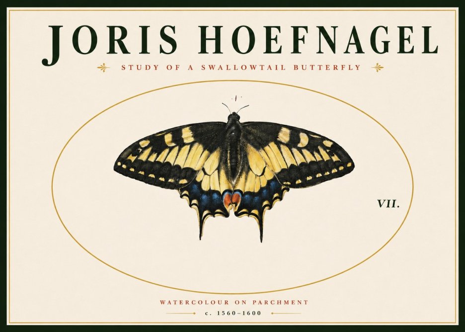 Joris Hoefnagel Study of a Swallowtail Butterfly No4 - Juliste