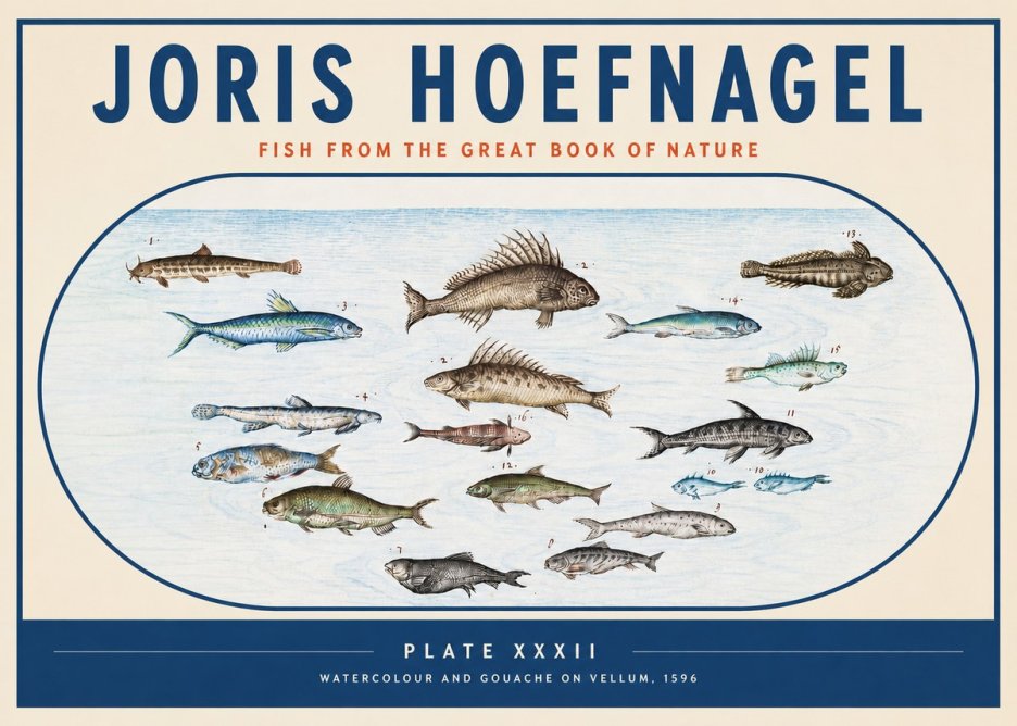 Joris Hoefnagel Fish from the Great Book of Nature No3 - Juliste