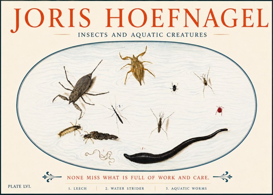 Joris Hoefnagel Insects and Aquatic Creatures No5 - Juliste