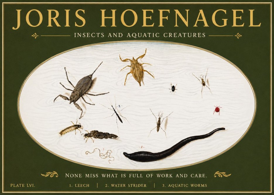 Joris Hoefnagel Insects and Aquatic Creatures No6 - Juliste