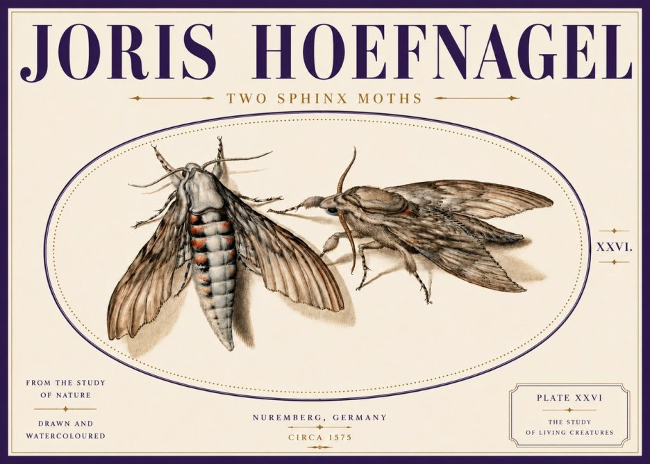 Joris Hoefnagel Two Sphinx Moths No5 - Juliste