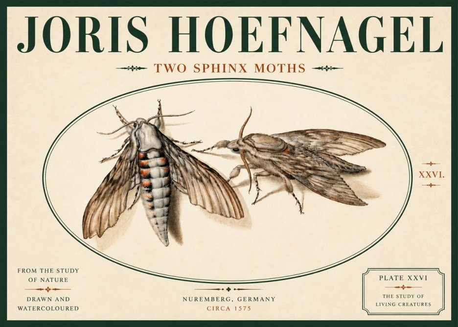 Joris Hoefnagel Two Sphinx Moths No6 - Juliste