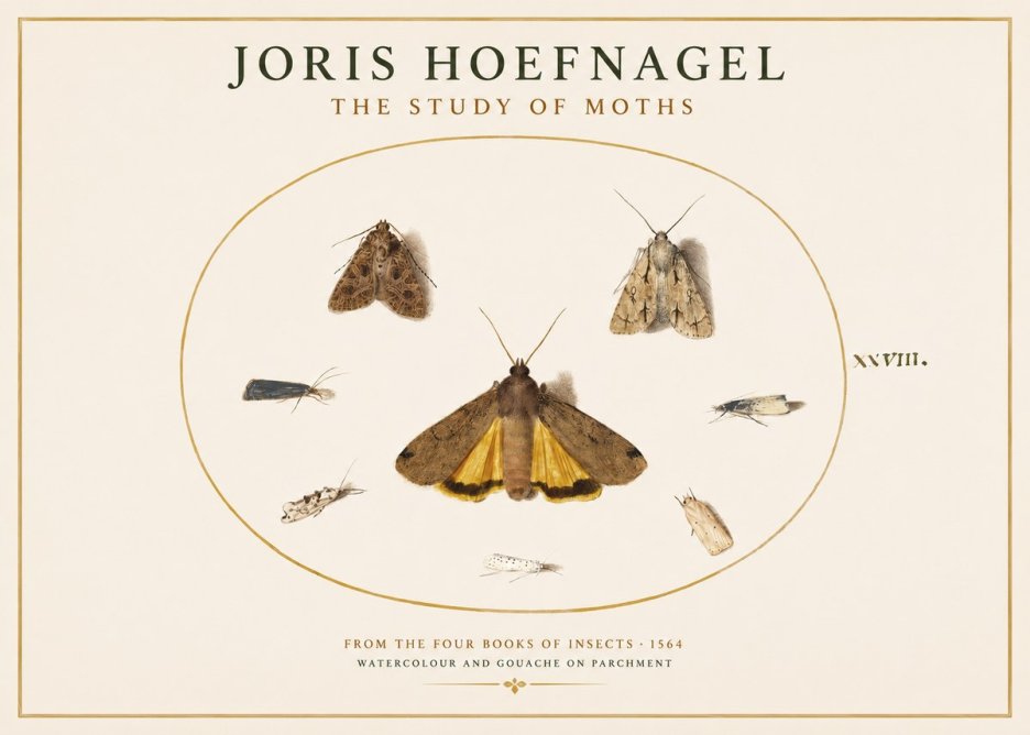 Joris Hoefnagel Study of Moths and Insects No4 - Juliste