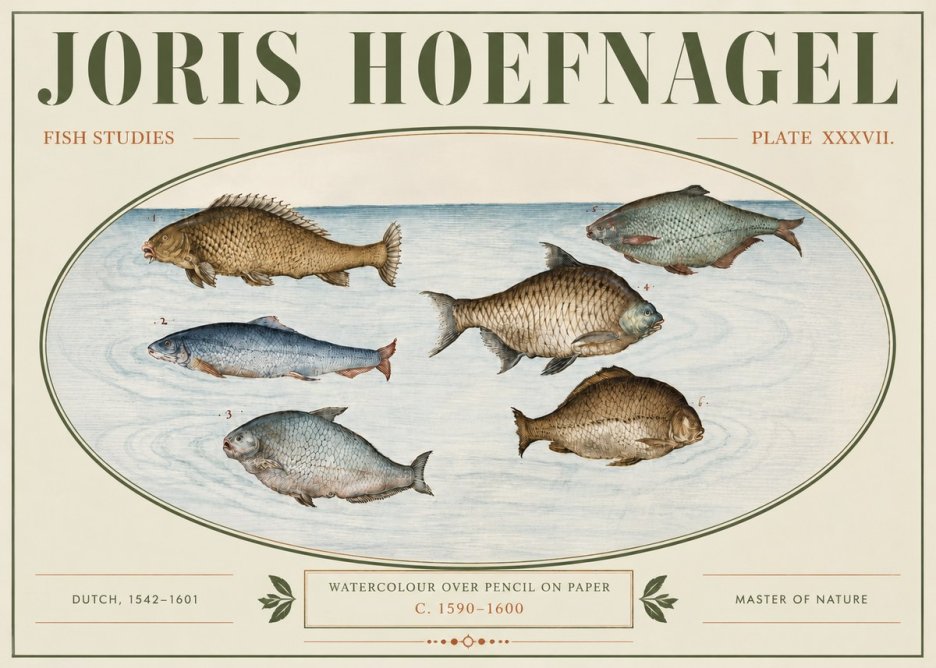 Joris Hoefnagel Six Freshwater Fish No5 - Juliste