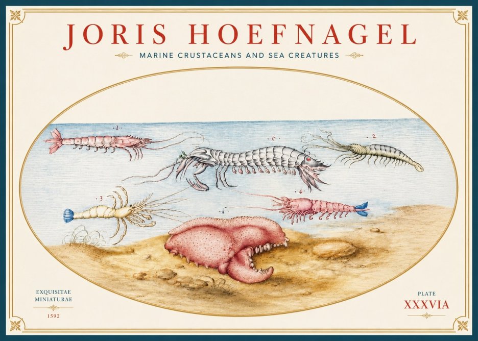 Joris Hoefnagel Marine Crustaceans and Sea Creature No3 - Juliste