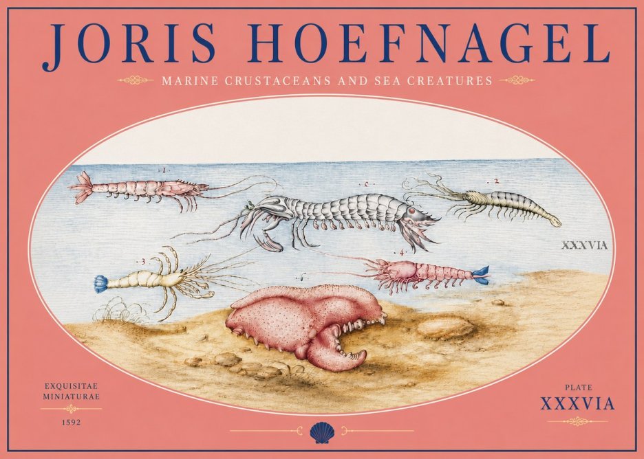 Joris Hoefnagel Marine Crustaceans and Sea Creature No4 - Juliste