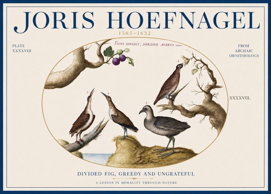 Joris Hoefnagel Birds from the Four Parts of the World No4 - Juliste