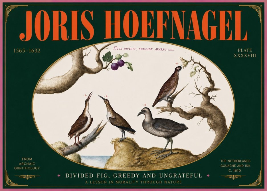 Joris Hoefnagel Birds from the Four Parts of the World No5 - Juliste
