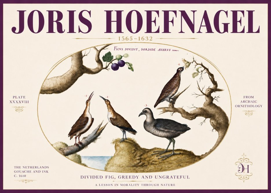Joris Hoefnagel Birds from the Four Parts of the World No6 - Juliste