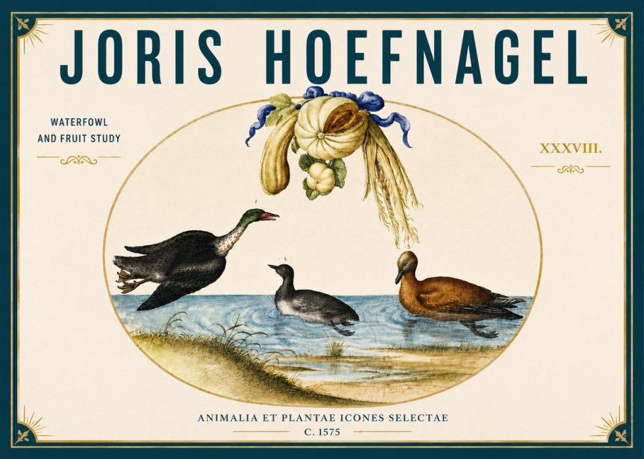Joris Hoefnagel Waterfowl and Fruit Study No5 - Juliste