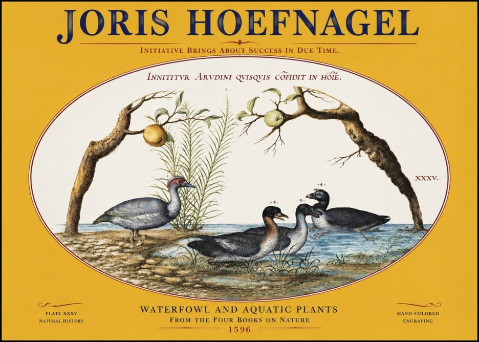 Joris Hoefnagel Waterfowl and Aquatic Plants No3 - Juliste