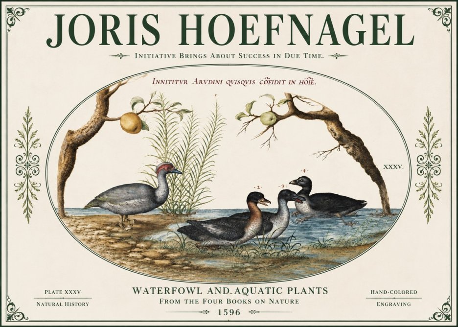 Joris Hoefnagel Waterfowl and Aquatic Plants No4 - Juliste