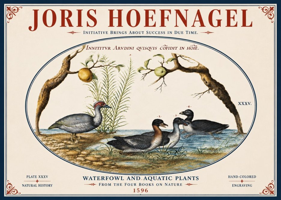 Joris Hoefnagel Waterfowl and Aquatic Plants No5 - Juliste