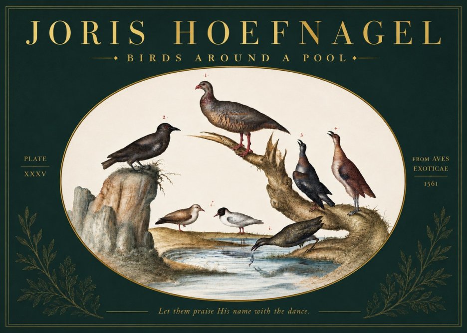 Joris Hoefnagel Birds Around a Pool No3 - Juliste