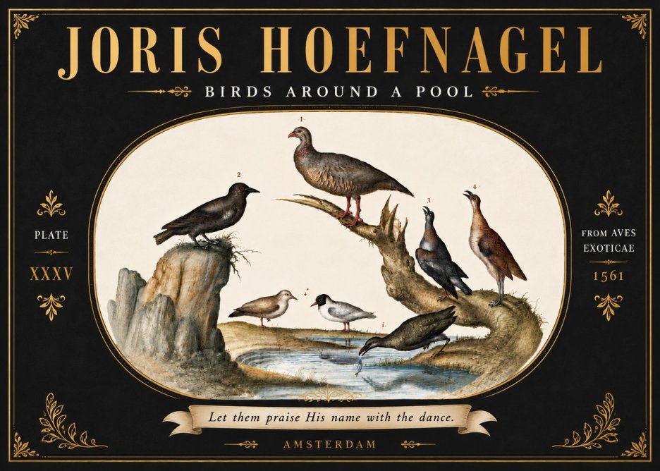 Joris Hoefnagel Birds Around a Pool No6 - Juliste
