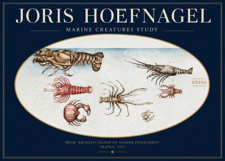 Joris Hoefnagel Studies of Crustaceans No4 - Juliste