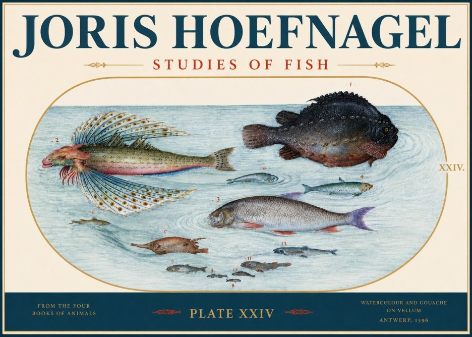 Joris Hoefnagel Studies of Fish II No3 - Juliste