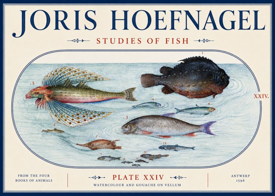 Joris Hoefnagel Studies of Fish II No6 - Juliste