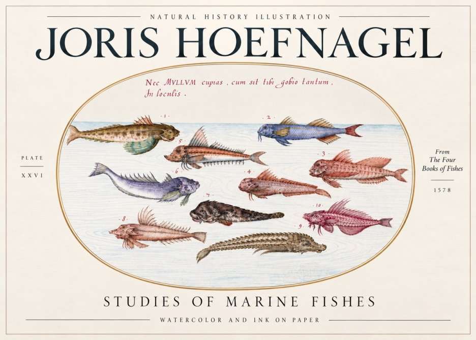 Joris Hoefnagel Studies of Marine Fishes No3 - Juliste