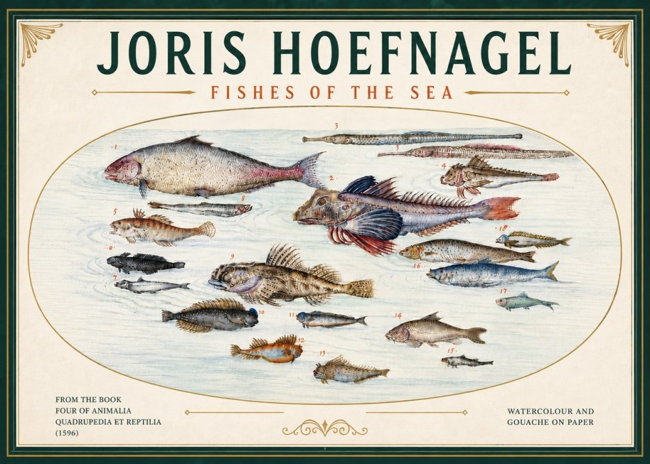 Joris Hoefnagel Fishes of the Sea III No6 - Juliste