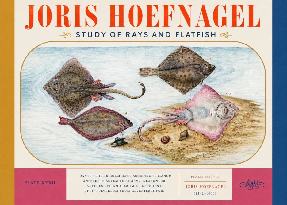 Joris Hoefnagel Study of Rays and Flatfish No3 - Juliste