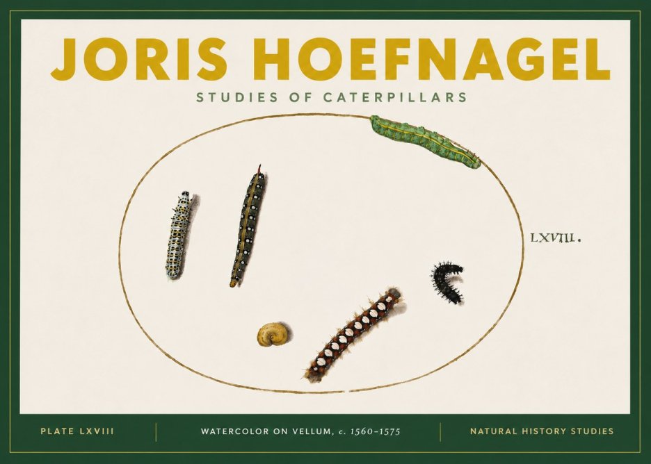 Joris Hoefnagel Studies of Caterpillars No4 - Juliste