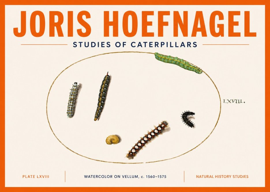 Joris Hoefnagel Studies of Caterpillars No5 - Juliste
