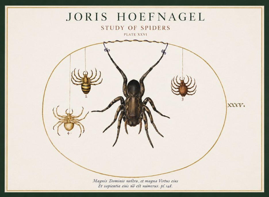 Joris Hoefnagel Study of Spiders No1 - Juliste