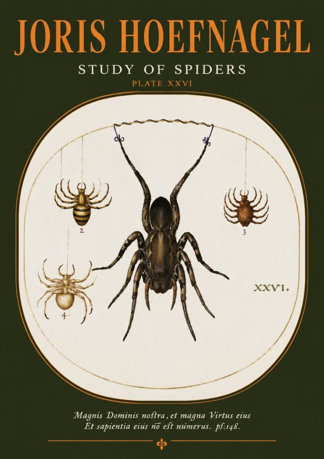 Joris Hoefnagel Study of Spiders No2 - Juliste