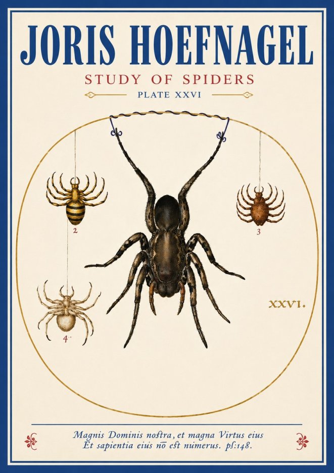 Joris Hoefnagel Study of Spiders No3 - Juliste