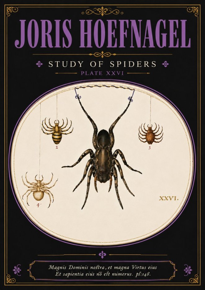 Joris Hoefnagel Study of Spiders No4 - Juliste