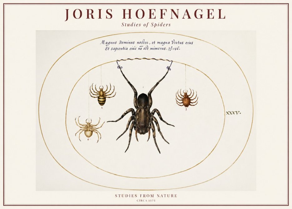 Joris Hoefnagel Study of Spiders No6 - Juliste