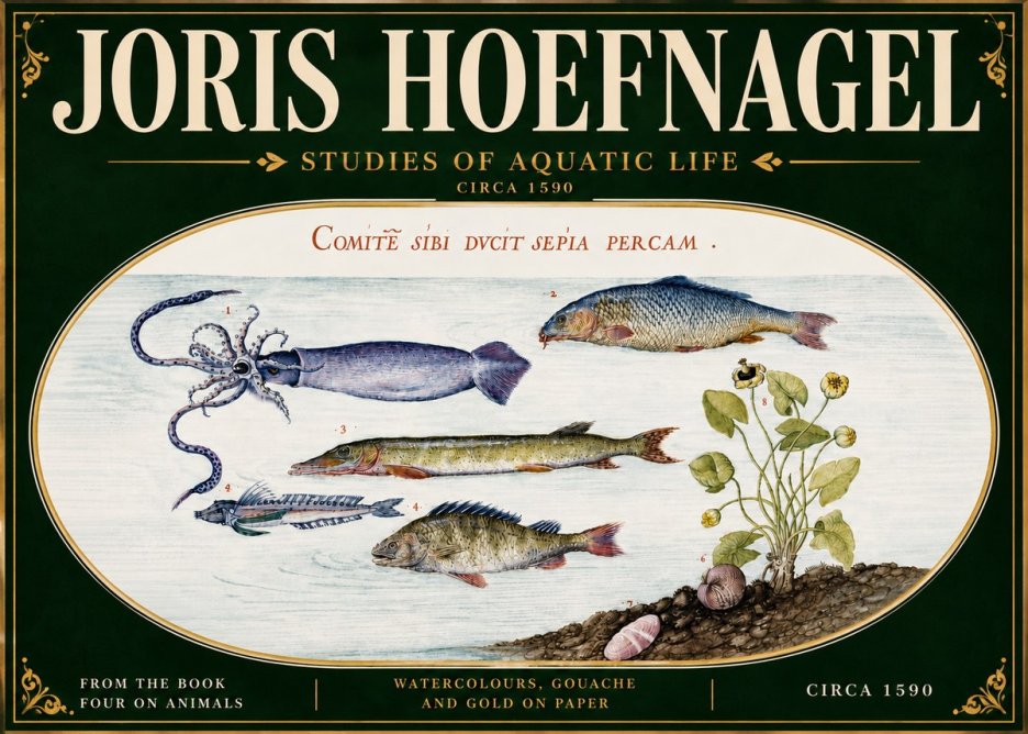 Joris Hoefnagel Comitẽ Sibi Ducit Sepia Percam. No6 - Juliste