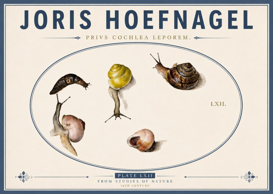 Joris Hoefnagel Privs Cochlea Leporem. No5 - Juliste