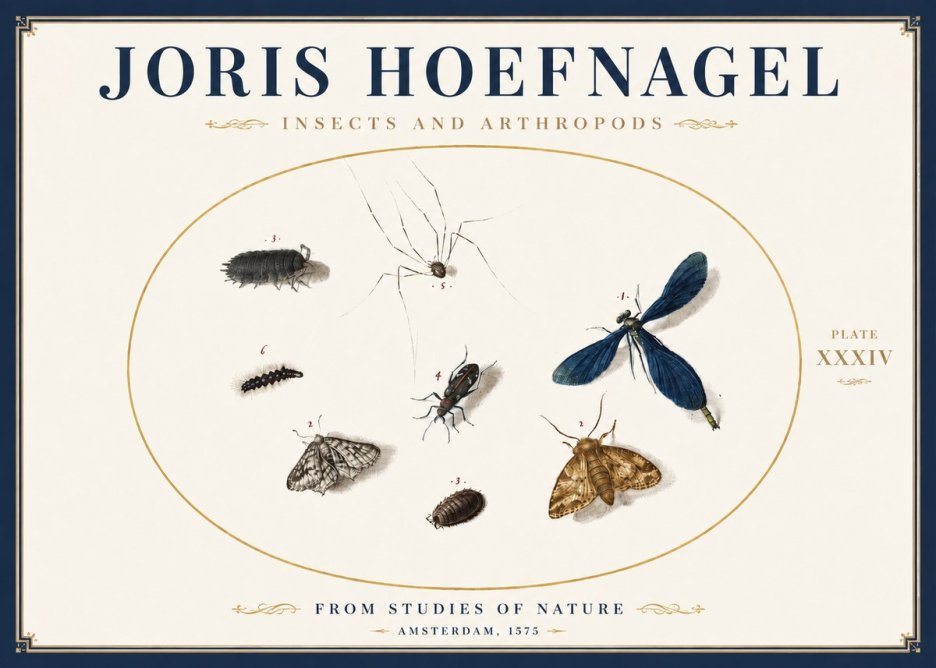 Joris Hoefnagel Insects and Arthropods No4 - Juliste