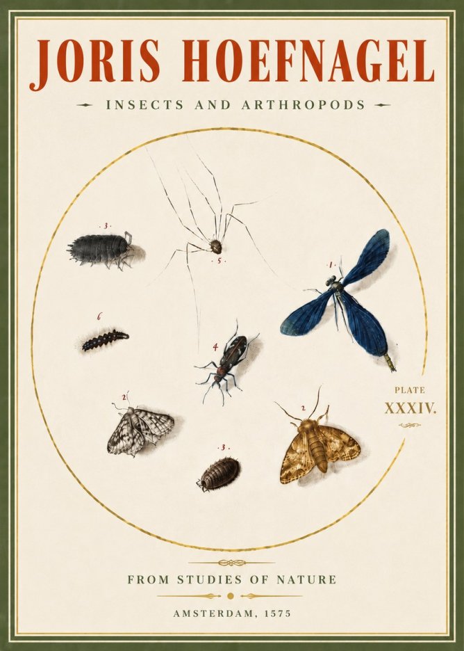 Joris Hoefnagel Insects and Arthropods No5 - Juliste