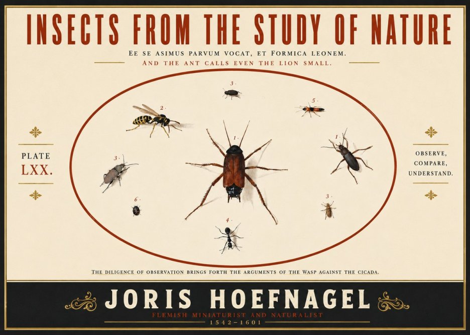 Joris Hoefnagel Insects from the Study of Nature No4 - Juliste