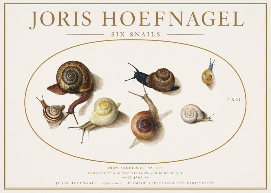 Joris Hoefnagel Six Snails No1 - Juliste