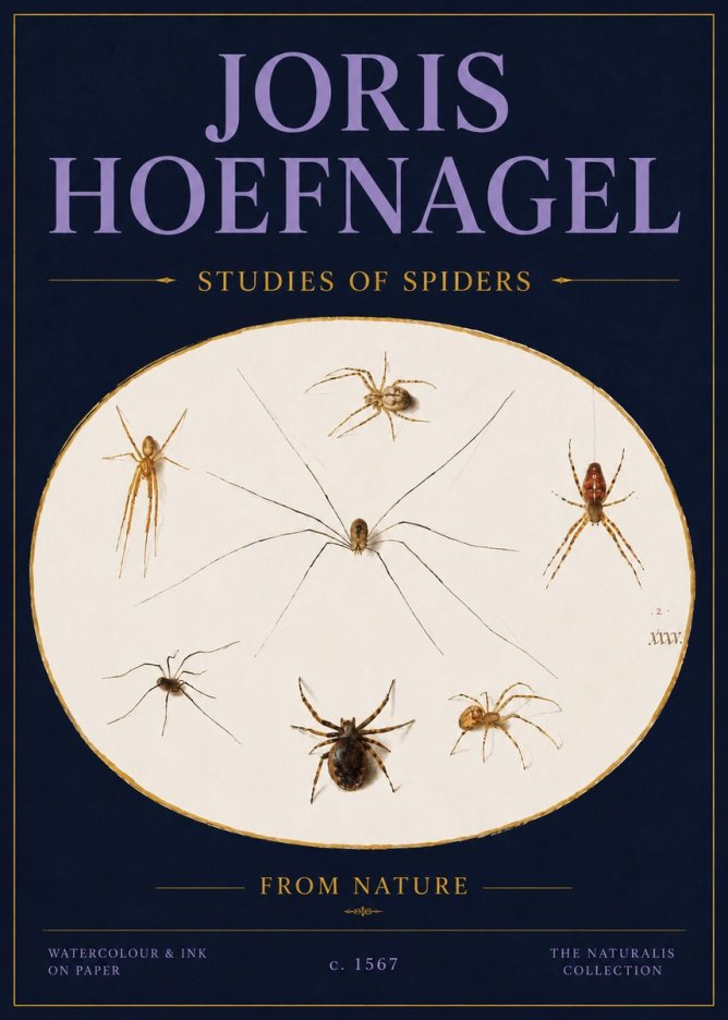Joris Hoefnagel Studies of Spiders from Nature No4 - Juliste