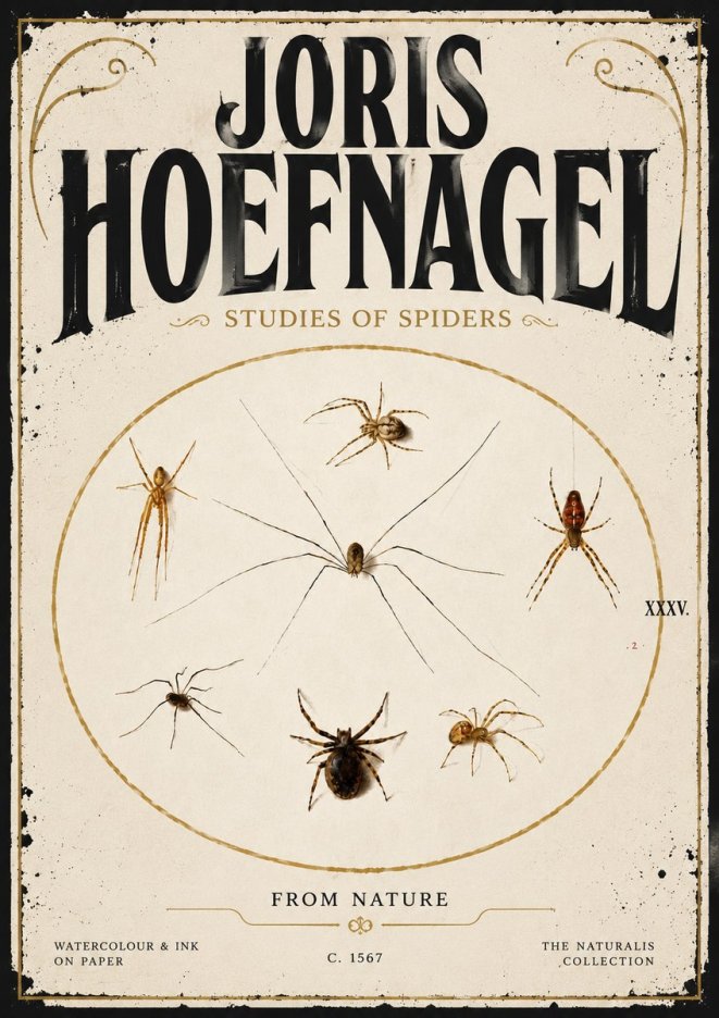 Joris Hoefnagel Studies of Spiders from Nature No5 - Juliste