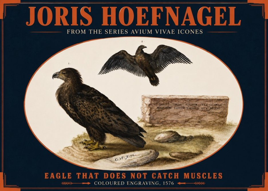 Joris Hoefnagel Eagle That Does Not Catch Muscles No4 - Juliste