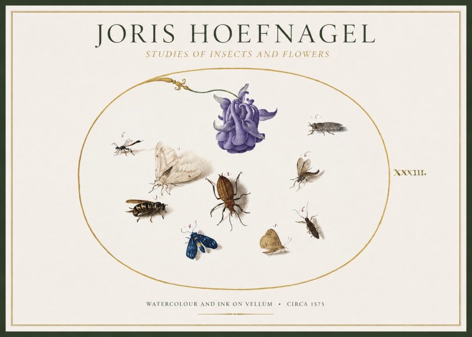 Joris Hoefnagel Studies of Insects and Flowers No1 - Juliste